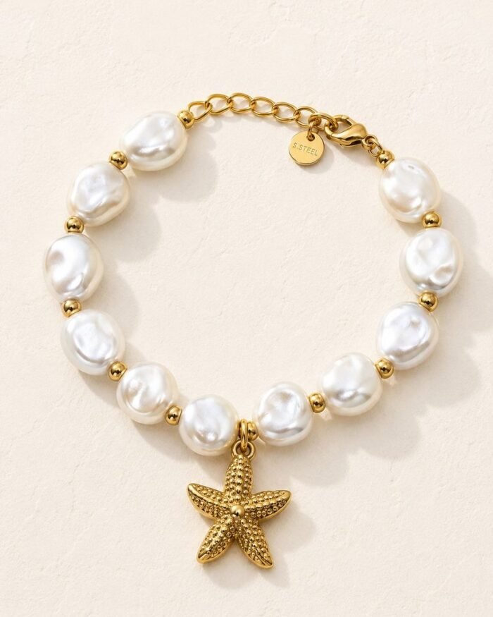 Pulsera de perlas con estrella de mar