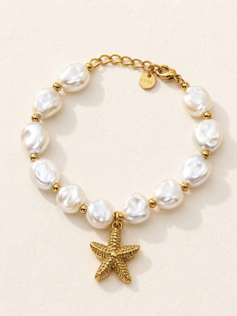 Pulsera de perlas con estrella de mar