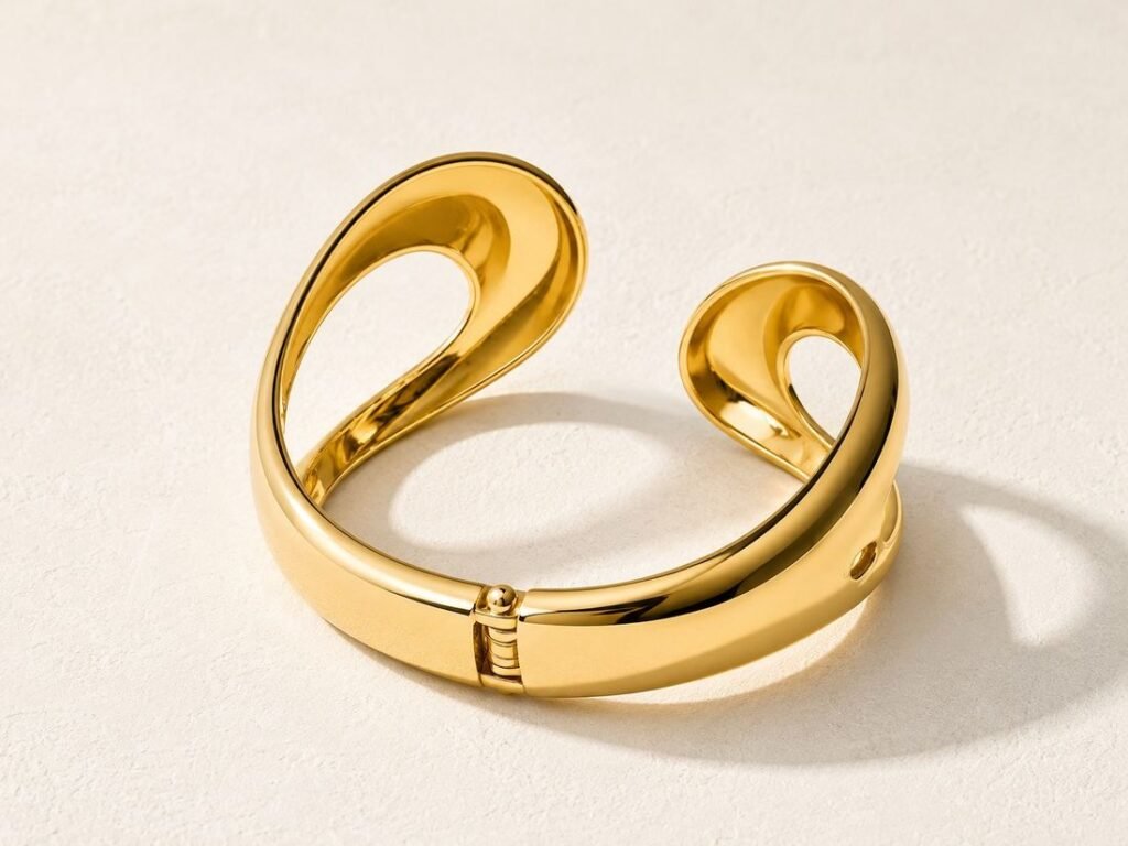 Brazalete abierto curvo dorado